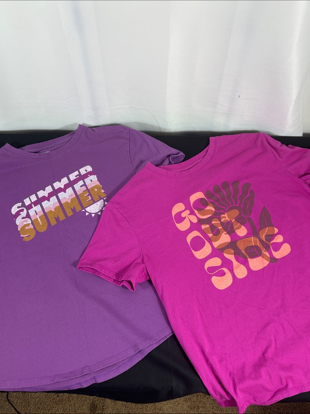 Sonoma Womens Relaxed Fit Purple and Magenta Graphic Short-Sleeve Tees